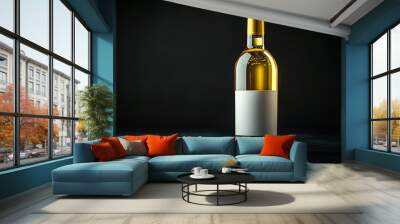 A bottle of wine is sitting on a table Wall mural