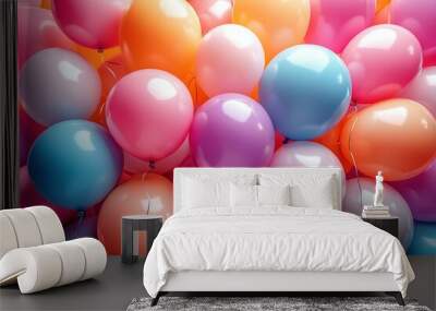 A bunch of colorful balloons in a bunch Wall mural