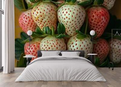 A bunch of strawberries with white and red spots Wall mural