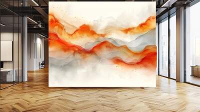 A painting of mountains with a red and gray color scheme Wall mural