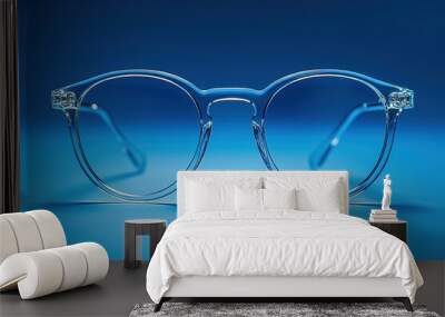 A pair of clear glasses with a blue background Wall mural