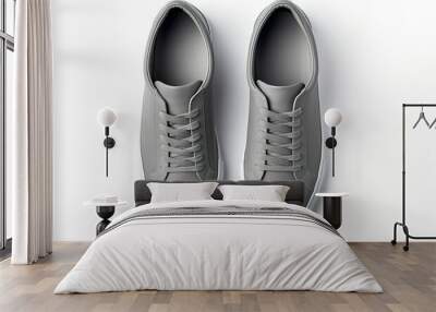 a pair of grey sneakers on a white background Wall mural