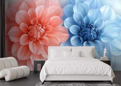 Two flowers with pink and blue petals Wall mural