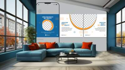 Modern carousel post template, Editable social media story layout, Instagram and Linkdin microblog post template, eps 10. Wall mural