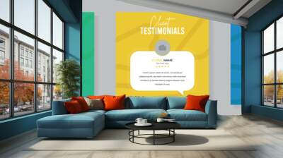 Set of client testimonials or review social media post design, client feedback template with square size modern and creative Wall mural