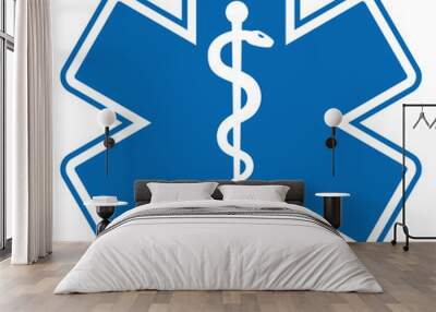 Medical symbol of the Emergency - Star of Life flat icon isolated on white background. EMS, First responder. Wall mural