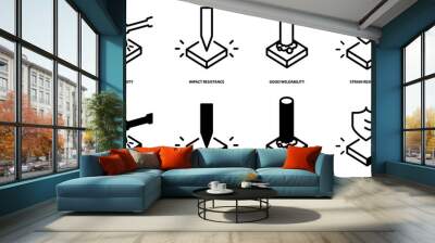 Characteristics metal icon set, vector illustration Wall mural