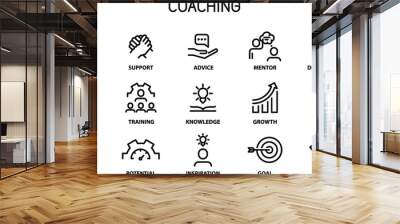 Coaching and Mentoring icons set  Wall mural