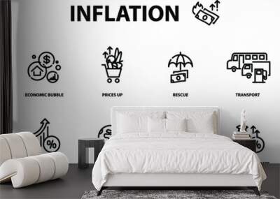 Inflation and economic crisis icons  Wall mural