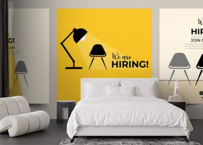 Flat Hiring announcement social media post design, Wall mural