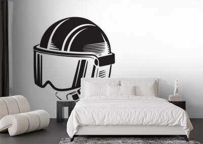 the most popular variety of safety helmets in the world, vector image in black Wall mural