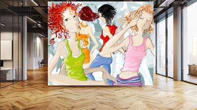 two girls dancing Wall mural