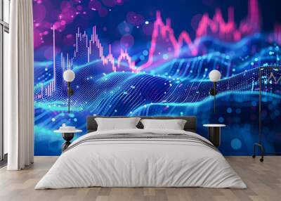 Abstract digital background with forex chart. 3d rendering, 3d illustration. Wall mural