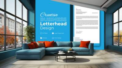 Modern Corporate Letterhead Design Template, Business Letterhead, Creative and minimal design, editable  Wall mural