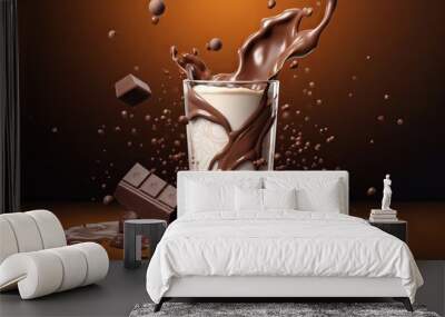 Free Hot chocolate splash liquid cacao or coffee background Generative AI Wall mural