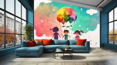 Happy International Children's Day for children's celebration, Generative AI Wall mural