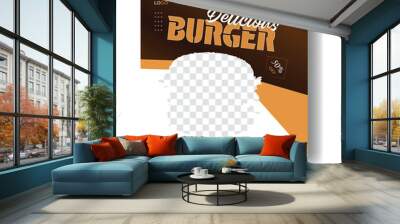 Food social media banner and Instagram design template. Burger social media post vector illustration. Wall mural