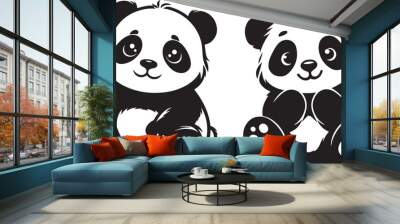 Cute Baby Panda vector silhouette image Wall mural