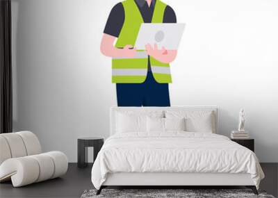 Construction architect engineer worker illustration. Wall mural