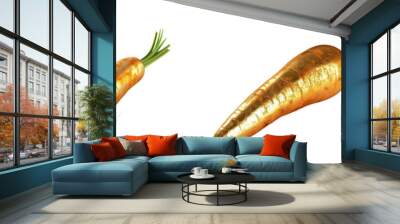 3D Gold Carrot, on isolated transparent background Wall mural