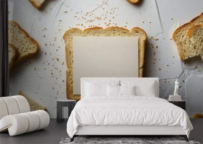 Bread background with white board in the middle Wall mural