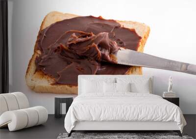 choco spread with bread on white background Wall mural