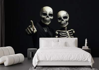 Couple in skeleton costumes Wall mural