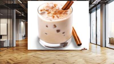 Horchata Drink with Cinnamon, on isolated transparent background Wall mural