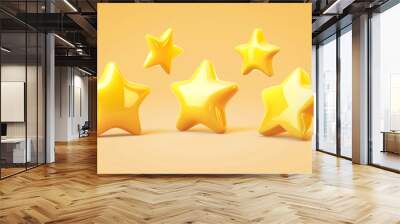 Set of 3D yellow stars in different shapes Wall mural