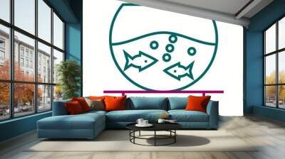 Unique Fish Bowl Vector Line Icon Wall mural