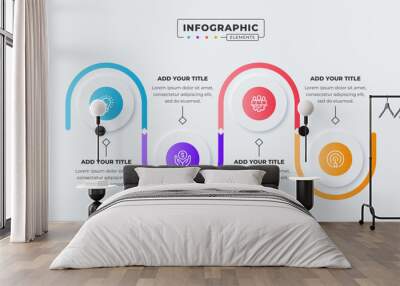 Vector business process infographic design template with 4 steps or options Wall mural