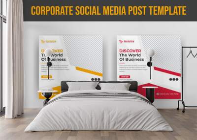 Digital marketing expert or corporate business company social media post design template . Creative online advertising square social media post layout design. Wall mural