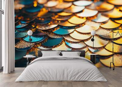 Large reflective gold mirror sequins Wall mural