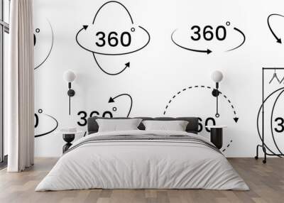 Rotation to 360 degrees vector icon set Wall mural