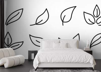 Set of Leaves of trees icons collection. green trees leaf Elements. vector Illustration. Wall mural