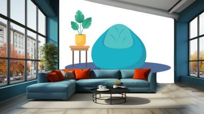 Bean Bag Chair Living Room Furniture isolated flat vector illustration on white background Wall mural