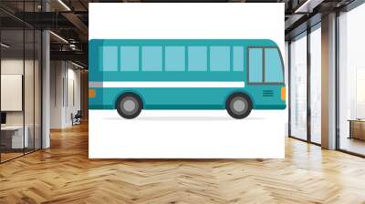 Bus road transport vehicle isolated flat vector illustration on white background Wall mural