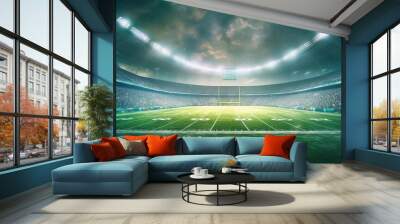 AI Generated. AI Generative. American football rugby arena stadium competition tournament. Fit game sport inspirational vibe. Graphic Art Wall mural