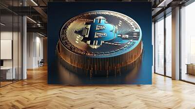 AI Generated. AI Generative. BTC Bitcoin crypto currency money digital cash future invest marketing data payment. Graphic Art Wall mural