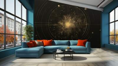 AI Generated. AI Generative. Minimal solar system planets poster. Galaxy space universe future adventure travel decoration background view Wall mural