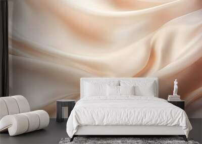 Light beige color silk satin texture surface decorative background. Romantic soft fashion template scene Wall mural