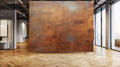 Vintage old retro antique metal material texture surface grunge damaged in copper Wall mural