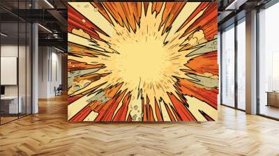 VIntage retro comics boom explosion crash bang cover book design with light and dots. Can be used for decoration or graphics. Graphic Art. Wall mural