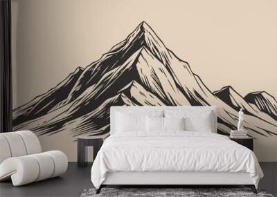 Vintage retro engraving woodcut style sketch draw paint of mountain rock hill peak Wall mural