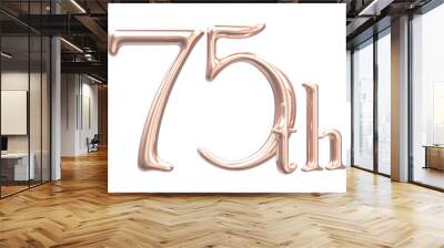 Anniversary Number 75th Gold 3D Render Wall mural