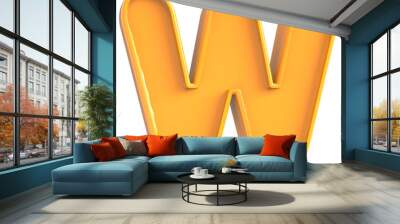 W Font Yellow 3d render Wall mural