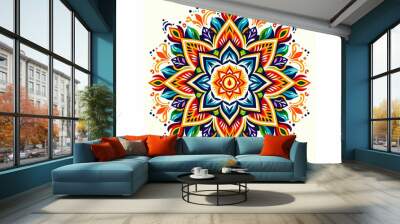 Colorful alpona image silhouette vector style, white background Wall mural