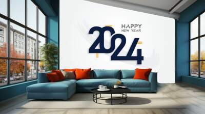 Happy new year 2024 design. Colorful truncated number illustrations. Premium vector design for poster, banner, greeting and new year 2024 celebration. Wall mural