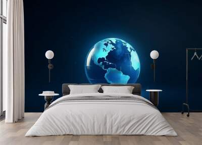  Globe design on blue background. modern digital art illustration, background, Generative AI Wall mural