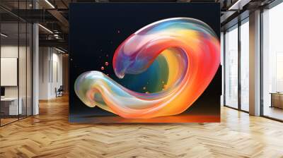 Abstract colorful gradient translucent wave background. modern glossy colorful translucent fluid motion waves, fluent style liquid cloth 3D illustration. Generative AI Wall mural